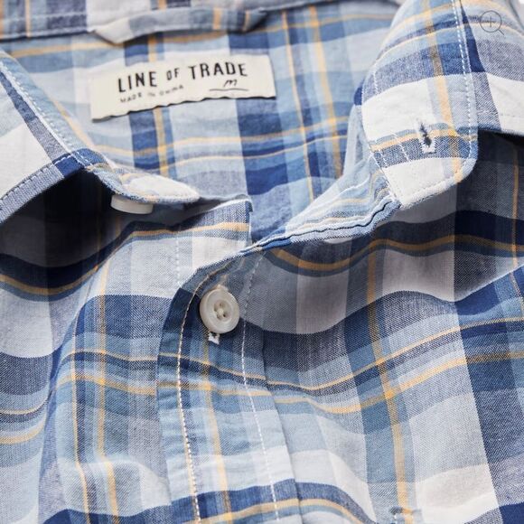 Line of Trade The‎ Wellfleet Madras Shirt Ocean Blue 2XL NWT in packaging - Picture 6 of 9